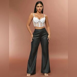 🖤 D&M Stretchy Metallic Coated Fabric Pocket
Flare Skinny Pants 🖤